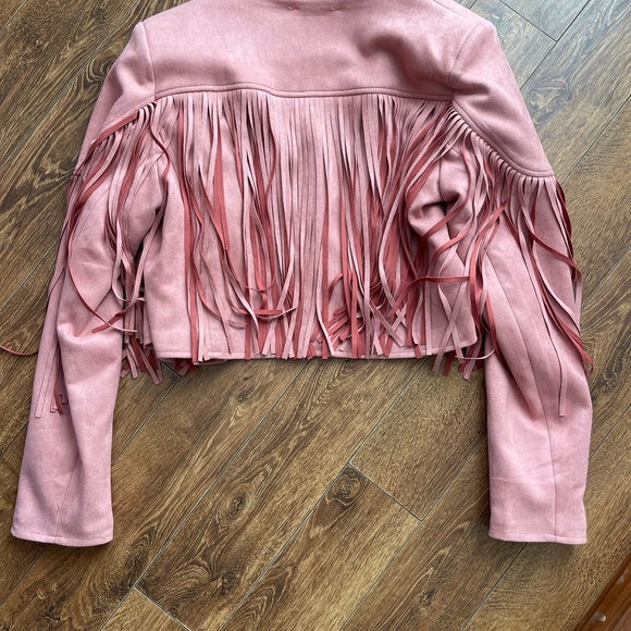 Faux Suede Fringe Jacket Blush/Pink - Picture 7 of 10